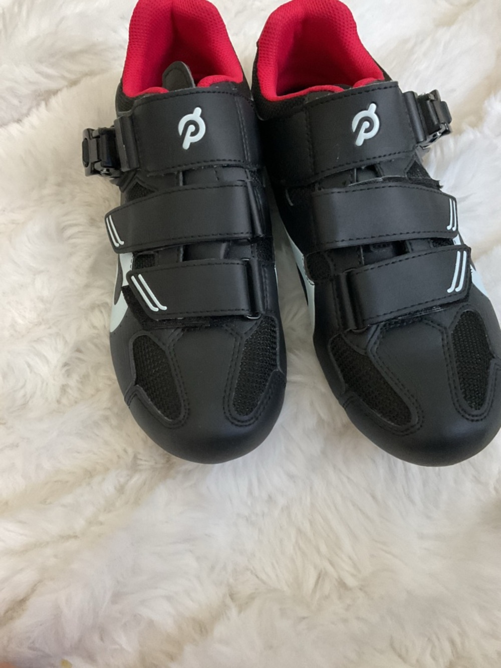 Peloton Black racing shoes with Red Interior and White Accents - Picture 2 of 8
